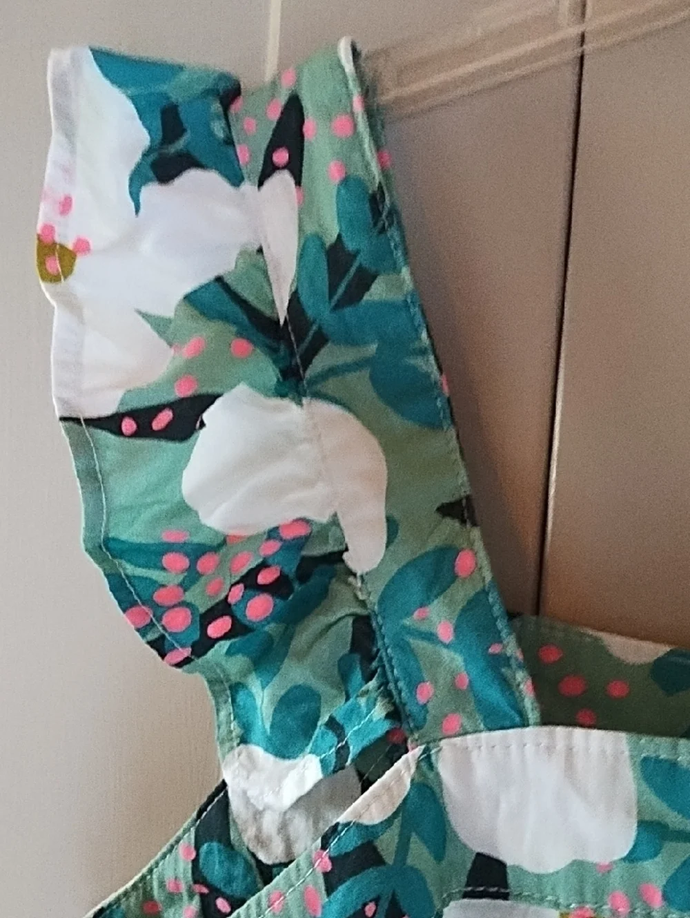 THML Women's  Floral Ruffle Tiered Top - Teal & White - Picture 3 of 6